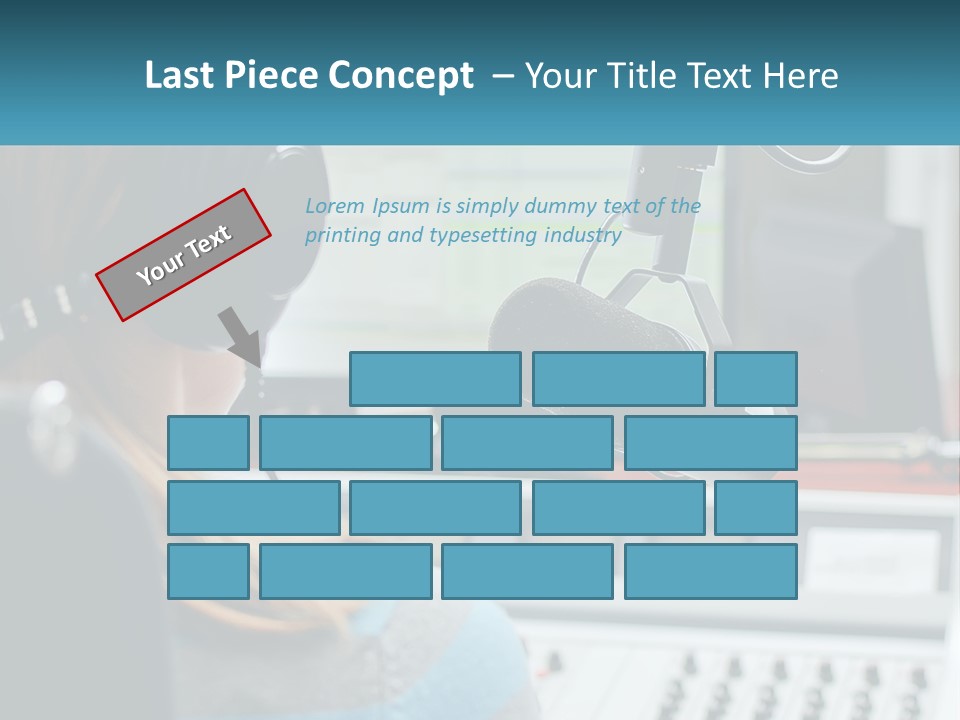 A Woman With Headphones On In Front Of A Microphone PowerPoint Template