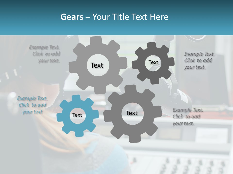 A Woman With Headphones On In Front Of A Microphone PowerPoint Template