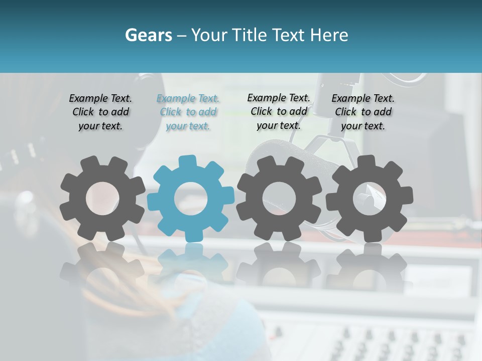 A Woman With Headphones On In Front Of A Microphone PowerPoint Template