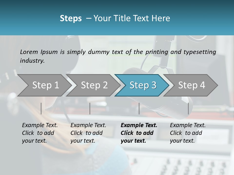 A Woman With Headphones On In Front Of A Microphone PowerPoint Template