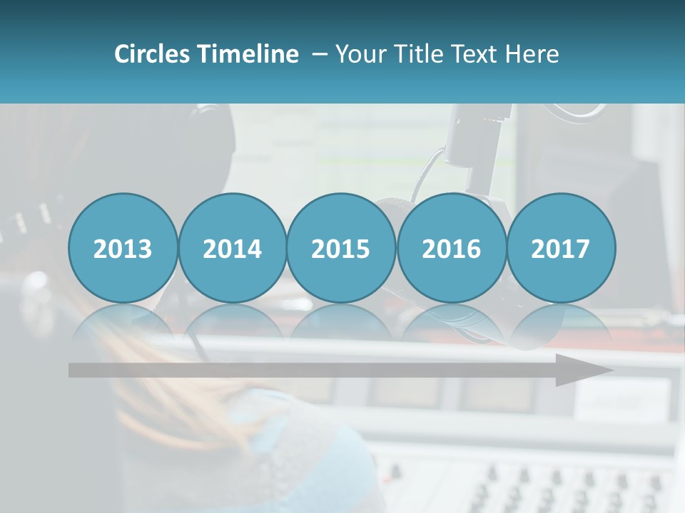 A Woman With Headphones On In Front Of A Microphone PowerPoint Template