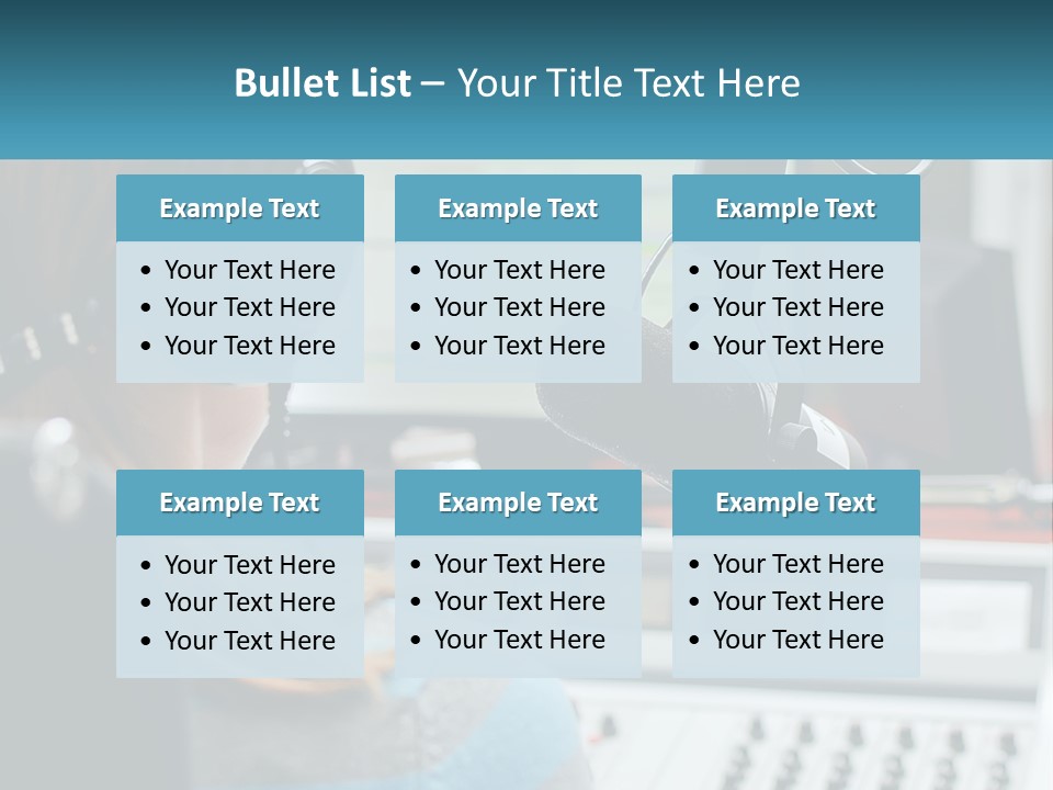 A Woman With Headphones On In Front Of A Microphone PowerPoint Template