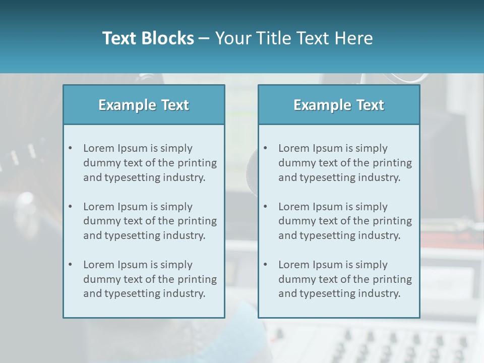 A Woman With Headphones On In Front Of A Microphone PowerPoint Template