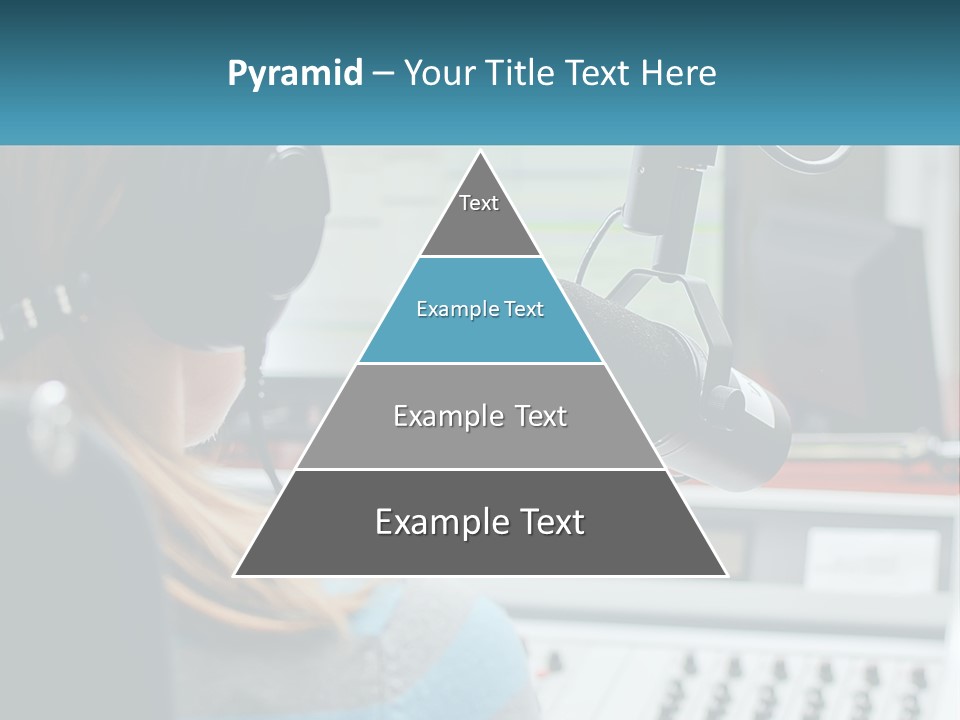 A Woman With Headphones On In Front Of A Microphone PowerPoint Template
