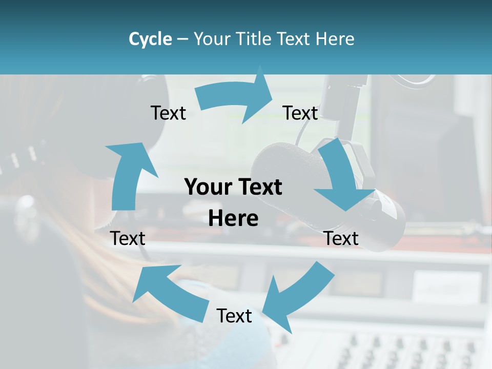 A Woman With Headphones On In Front Of A Microphone PowerPoint Template