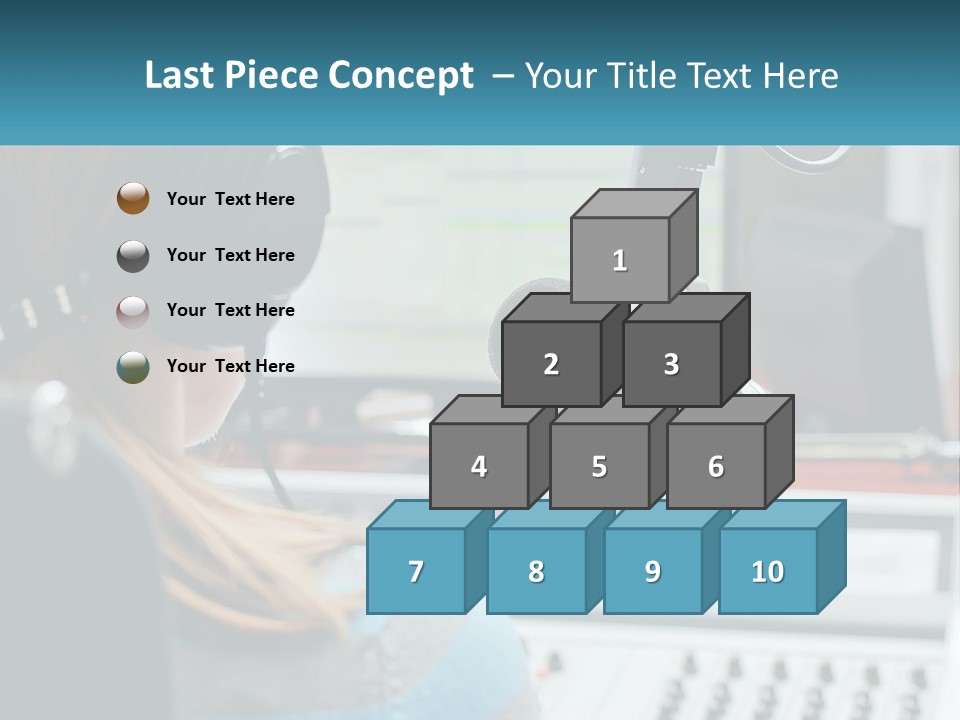 A Woman With Headphones On In Front Of A Microphone PowerPoint Template