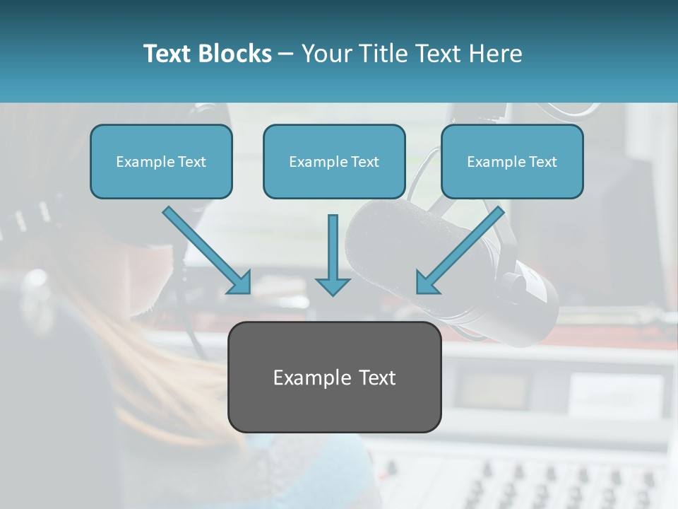 A Woman With Headphones On In Front Of A Microphone PowerPoint Template