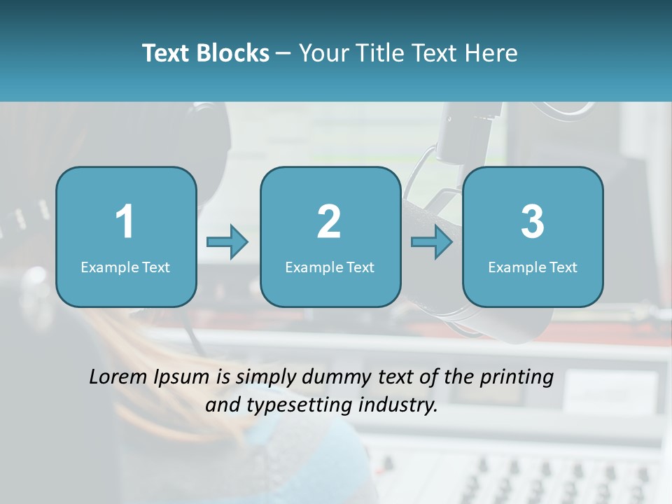 A Woman With Headphones On In Front Of A Microphone PowerPoint Template