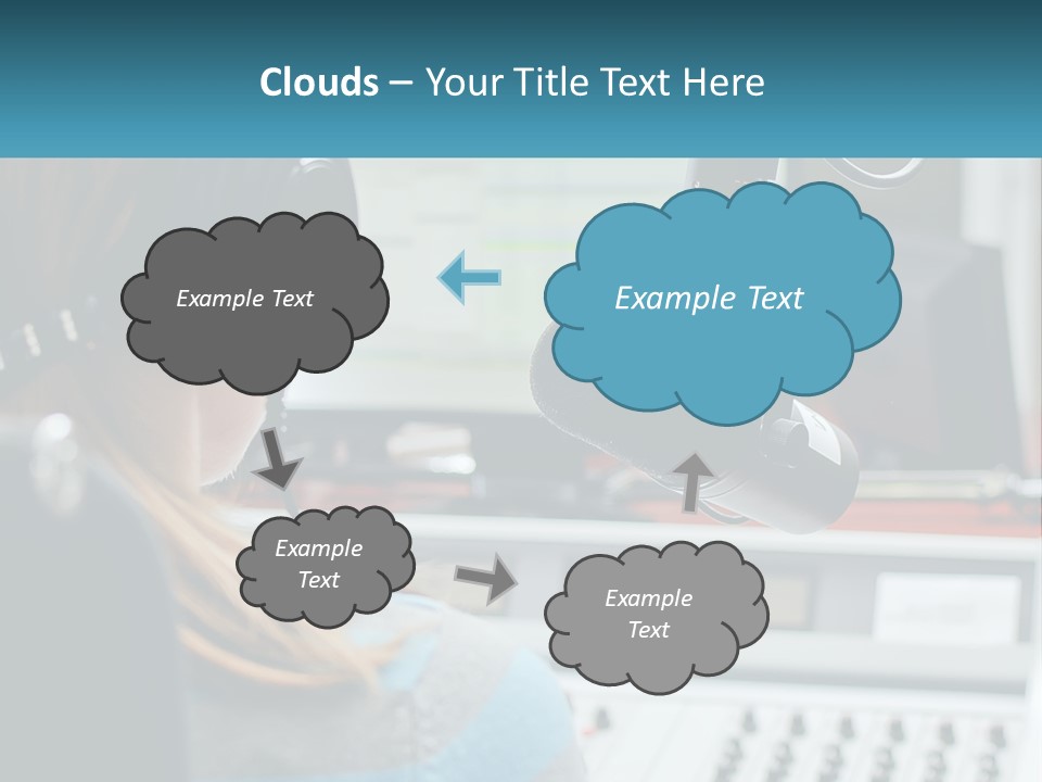 A Woman With Headphones On In Front Of A Microphone PowerPoint Template