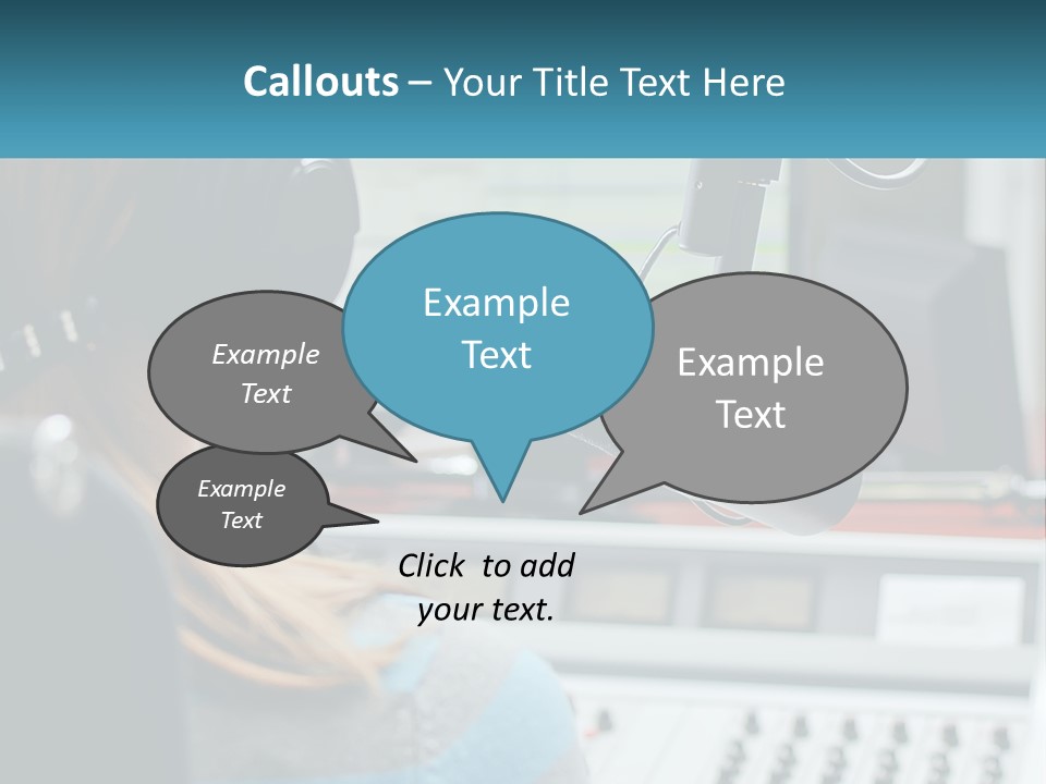 A Woman With Headphones On In Front Of A Microphone PowerPoint Template