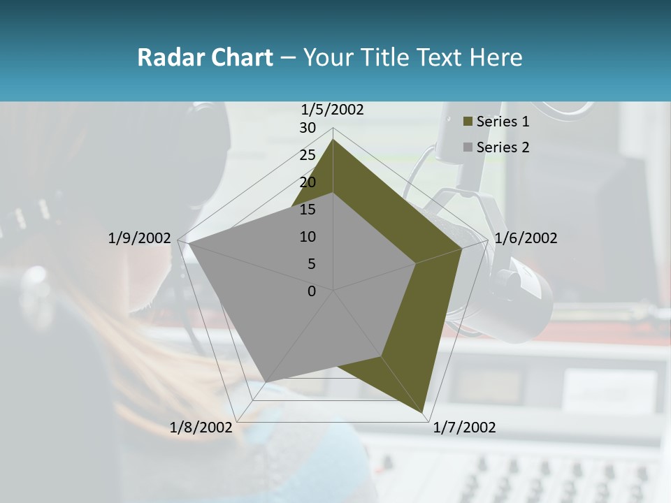 A Woman With Headphones On In Front Of A Microphone PowerPoint Template