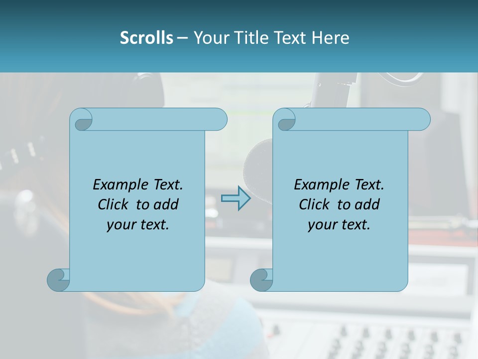 A Woman With Headphones On In Front Of A Microphone PowerPoint Template