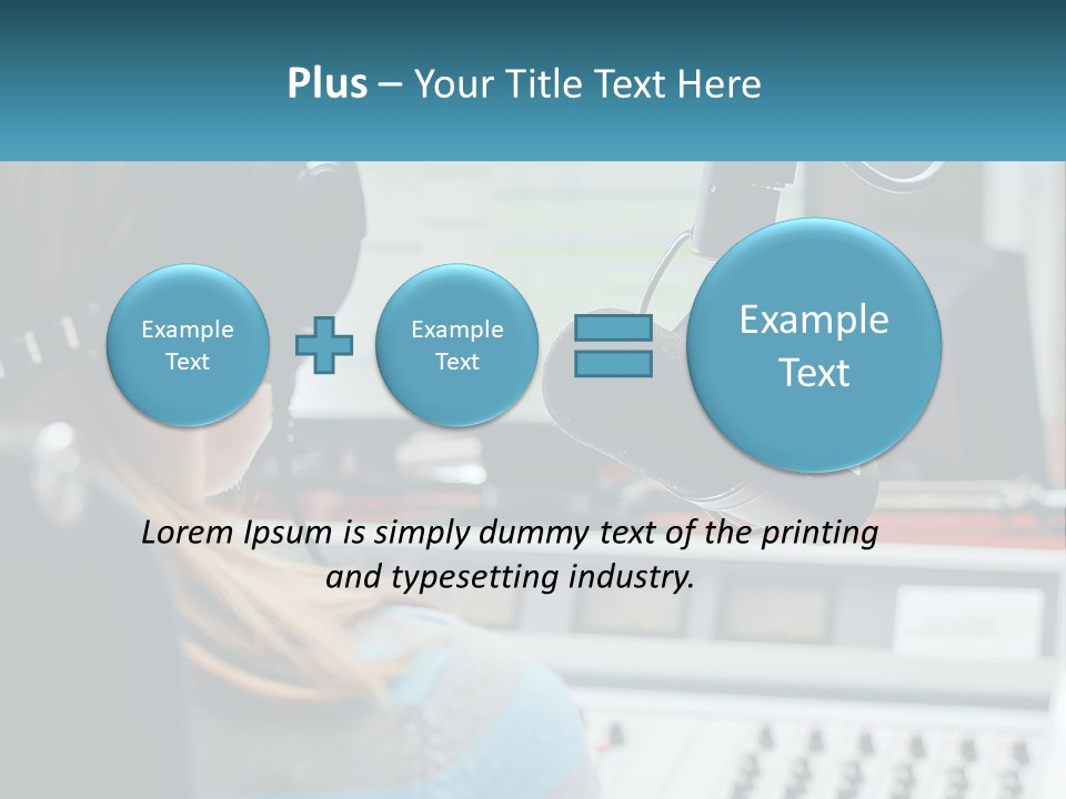 A Woman With Headphones On In Front Of A Microphone PowerPoint Template
