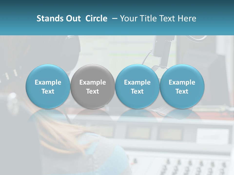 A Woman With Headphones On In Front Of A Microphone PowerPoint Template