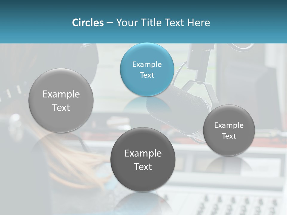 A Woman With Headphones On In Front Of A Microphone PowerPoint Template