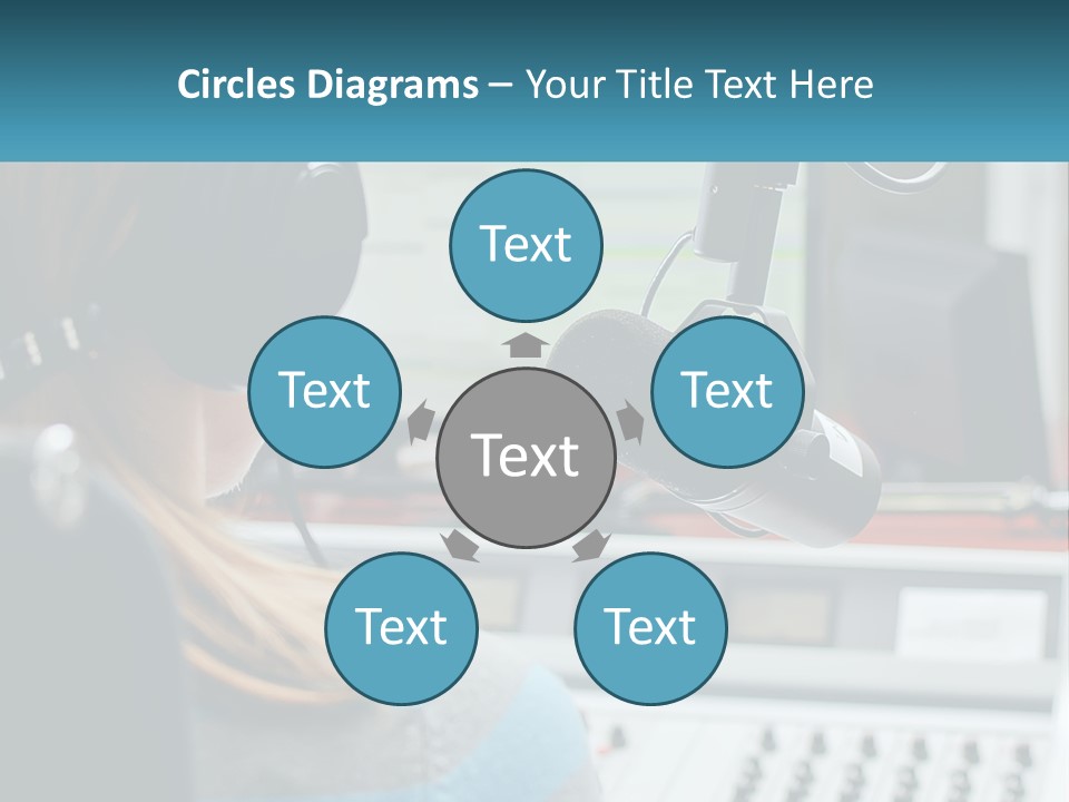 A Woman With Headphones On In Front Of A Microphone PowerPoint Template