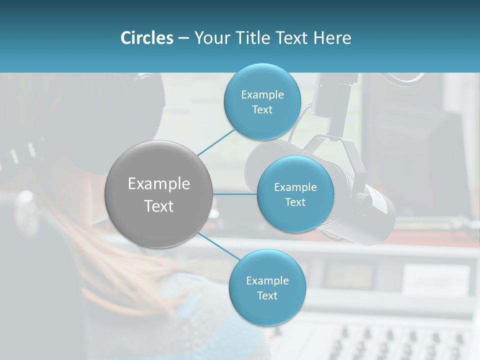 A Woman With Headphones On In Front Of A Microphone PowerPoint Template