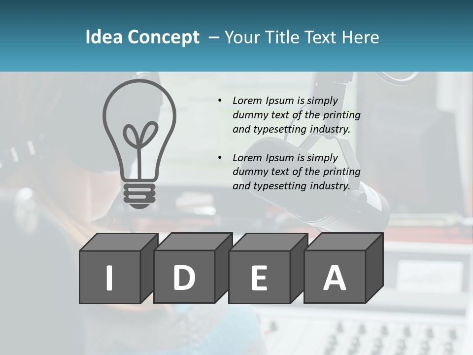 A Woman With Headphones On In Front Of A Microphone PowerPoint Template