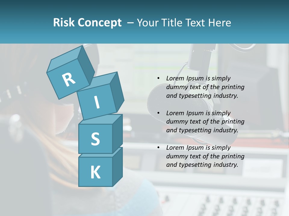A Woman With Headphones On In Front Of A Microphone PowerPoint Template