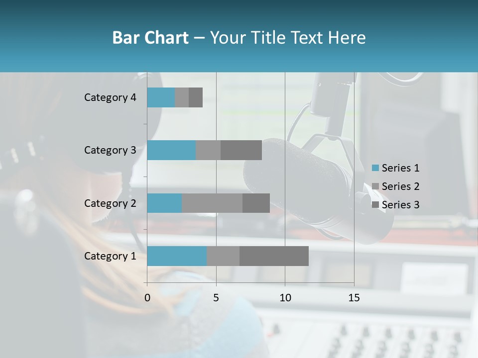 A Woman With Headphones On In Front Of A Microphone PowerPoint Template