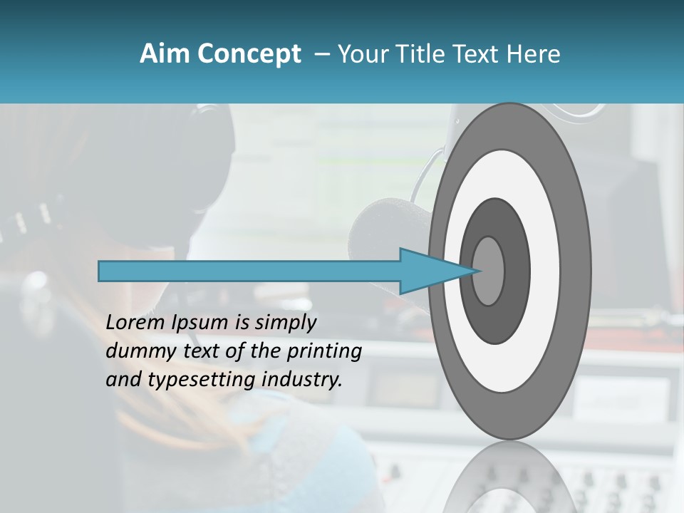 A Woman With Headphones On In Front Of A Microphone PowerPoint Template