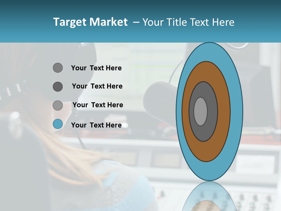 A Woman With Headphones On In Front Of A Microphone PowerPoint Template