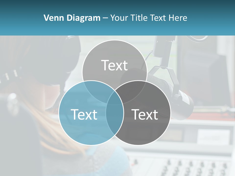 A Woman With Headphones On In Front Of A Microphone PowerPoint Template