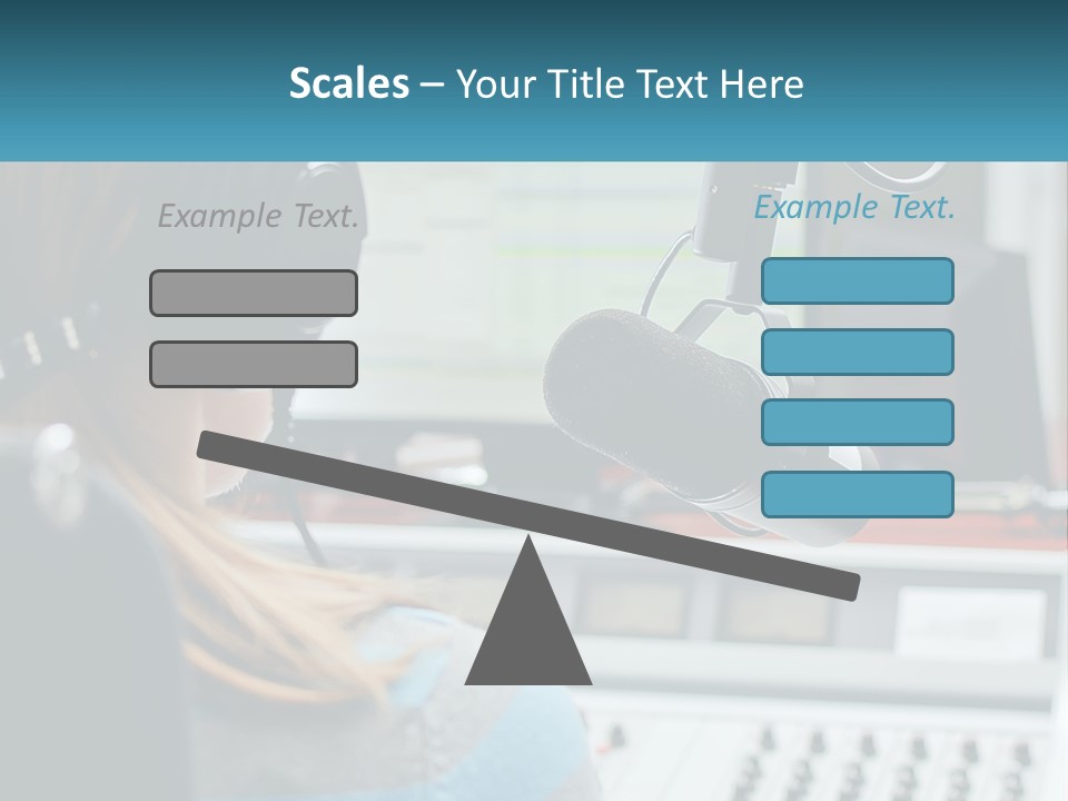 A Woman With Headphones On In Front Of A Microphone PowerPoint Template