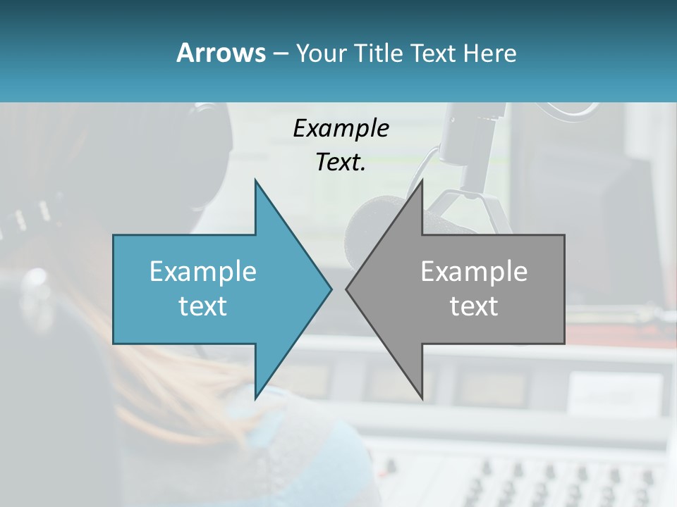 A Woman With Headphones On In Front Of A Microphone PowerPoint Template