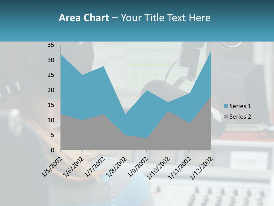 A Woman With Headphones On In Front Of A Microphone PowerPoint Template