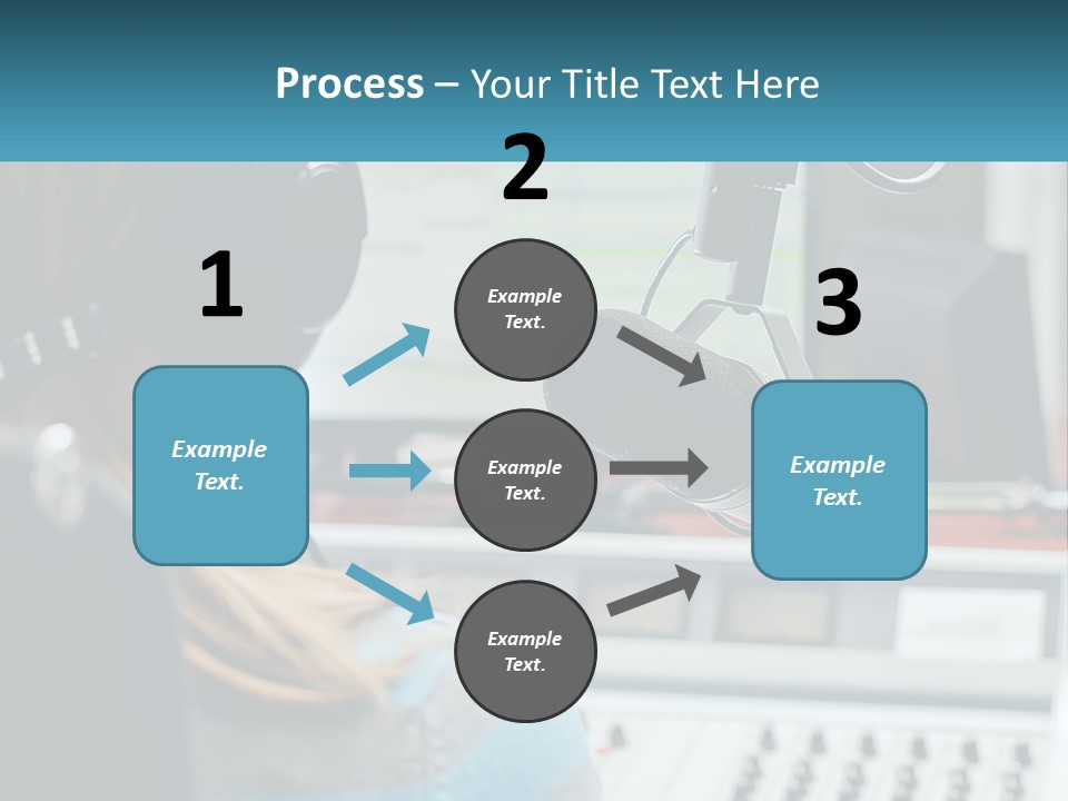 A Woman With Headphones On In Front Of A Microphone PowerPoint Template
