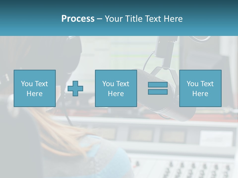 A Woman With Headphones On In Front Of A Microphone PowerPoint Template