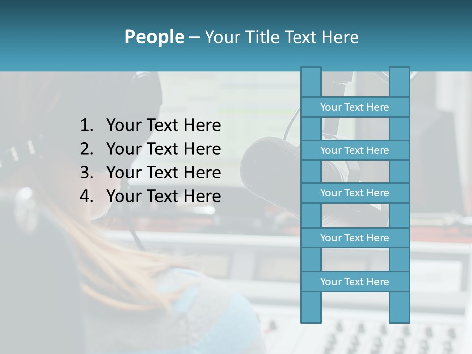 A Woman With Headphones On In Front Of A Microphone PowerPoint Template