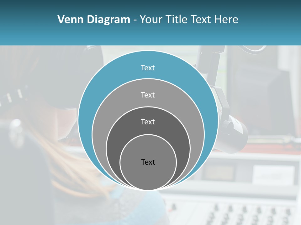 A Woman With Headphones On In Front Of A Microphone PowerPoint Template