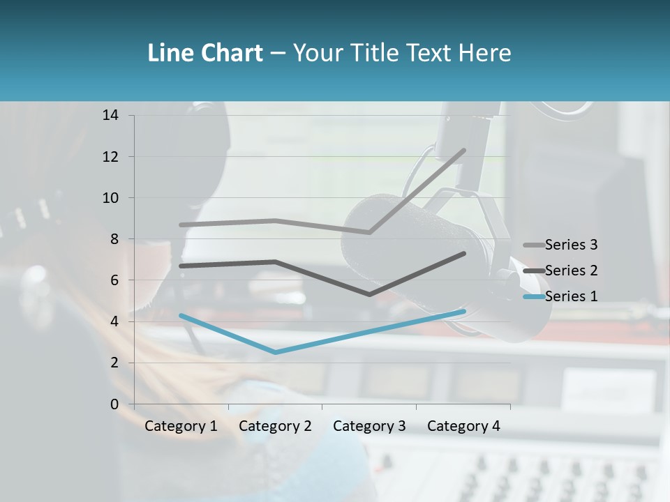 A Woman With Headphones On In Front Of A Microphone PowerPoint Template