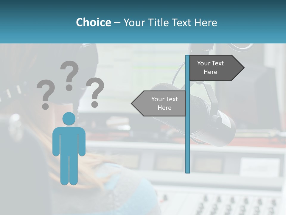 A Woman With Headphones On In Front Of A Microphone PowerPoint Template