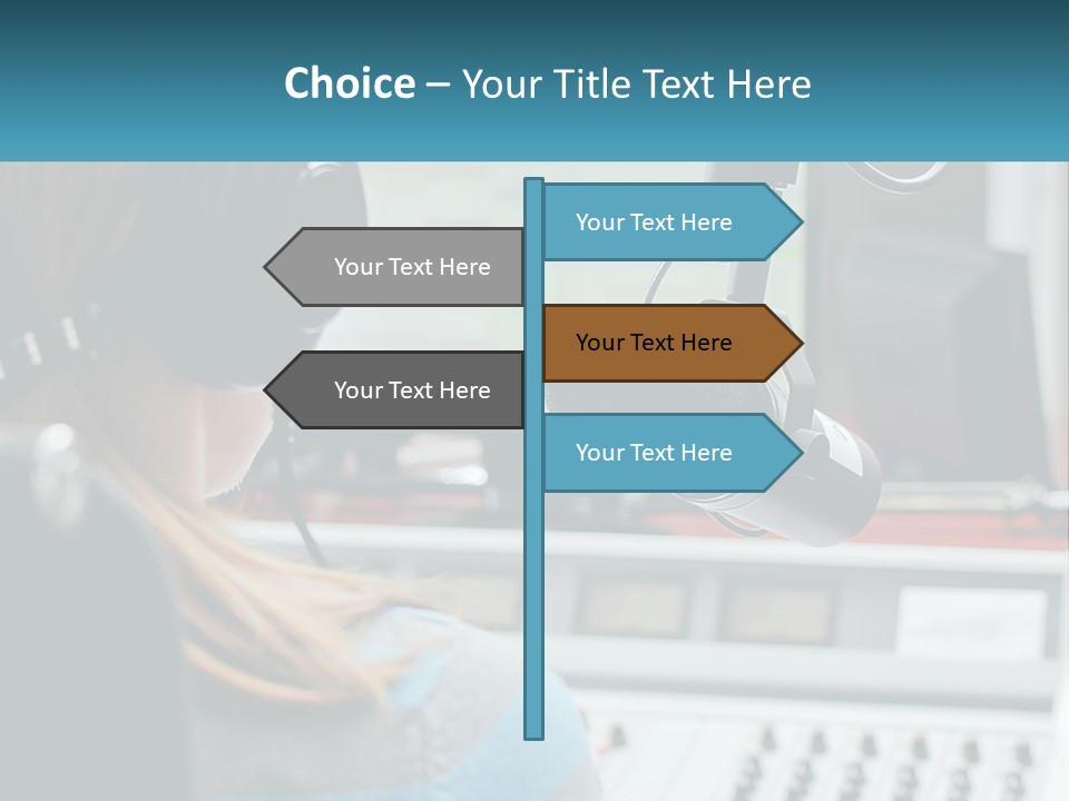 A Woman With Headphones On In Front Of A Microphone PowerPoint Template