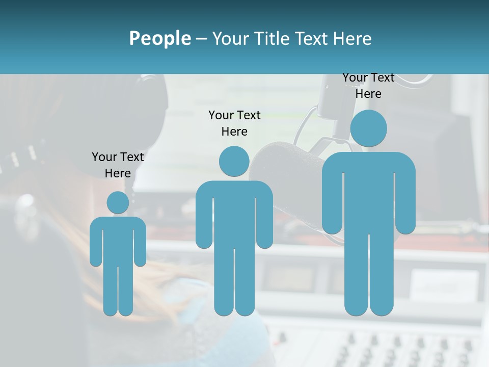 A Woman With Headphones On In Front Of A Microphone PowerPoint Template