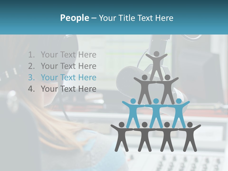 A Woman With Headphones On In Front Of A Microphone PowerPoint Template