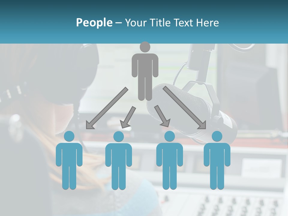 A Woman With Headphones On In Front Of A Microphone PowerPoint Template