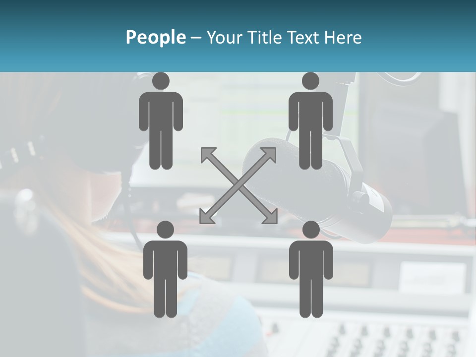 A Woman With Headphones On In Front Of A Microphone PowerPoint Template