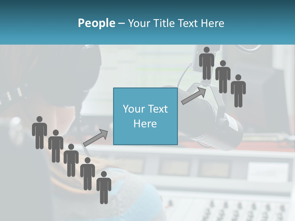 A Woman With Headphones On In Front Of A Microphone PowerPoint Template