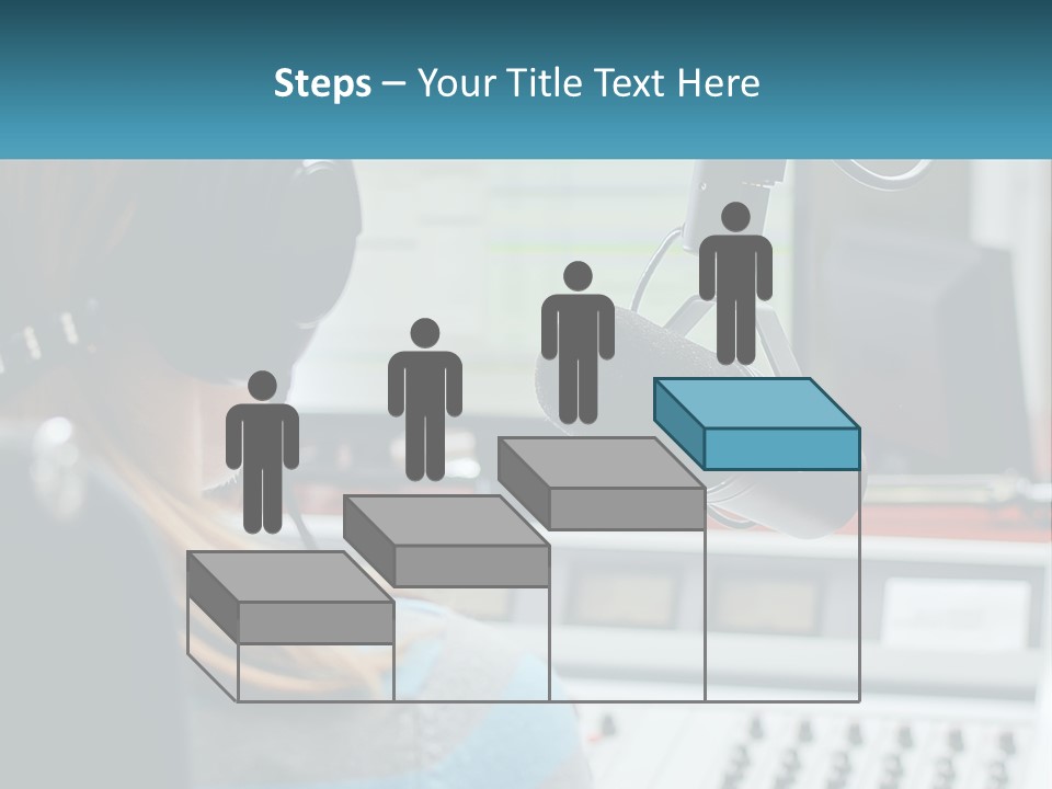 A Woman With Headphones On In Front Of A Microphone PowerPoint Template