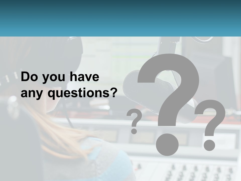 A Woman With Headphones On In Front Of A Microphone PowerPoint Template