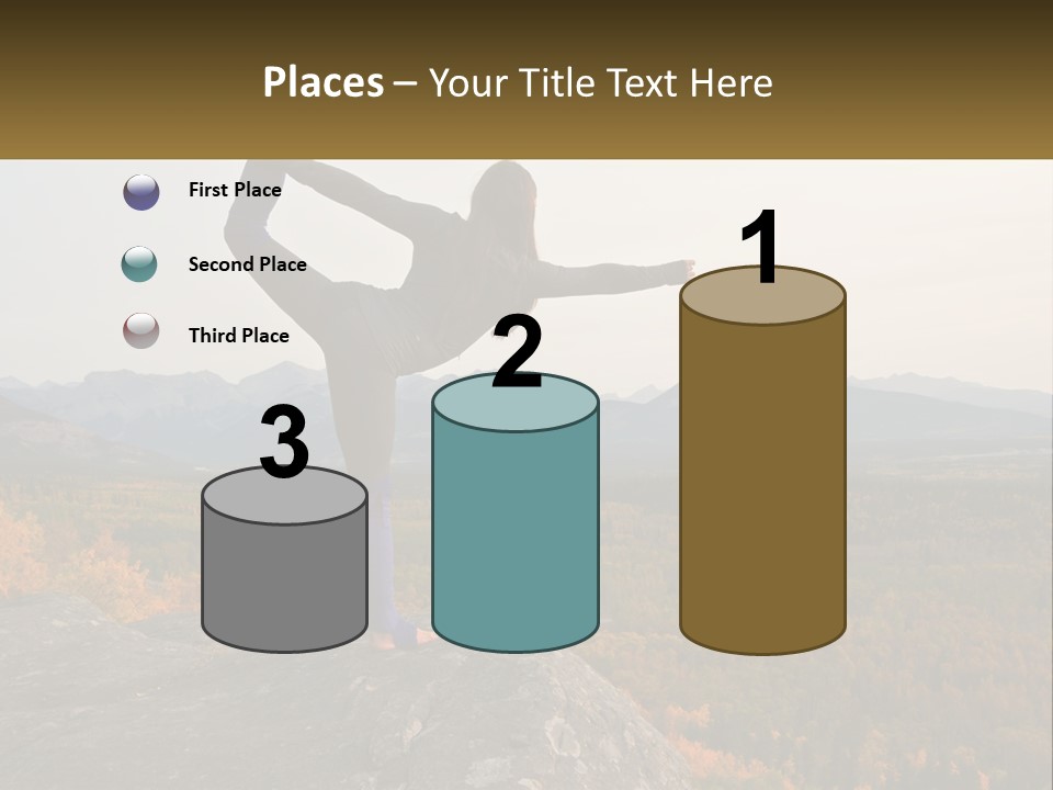 A Woman Doing A Yoga Pose On Top Of A Mountain PowerPoint Template