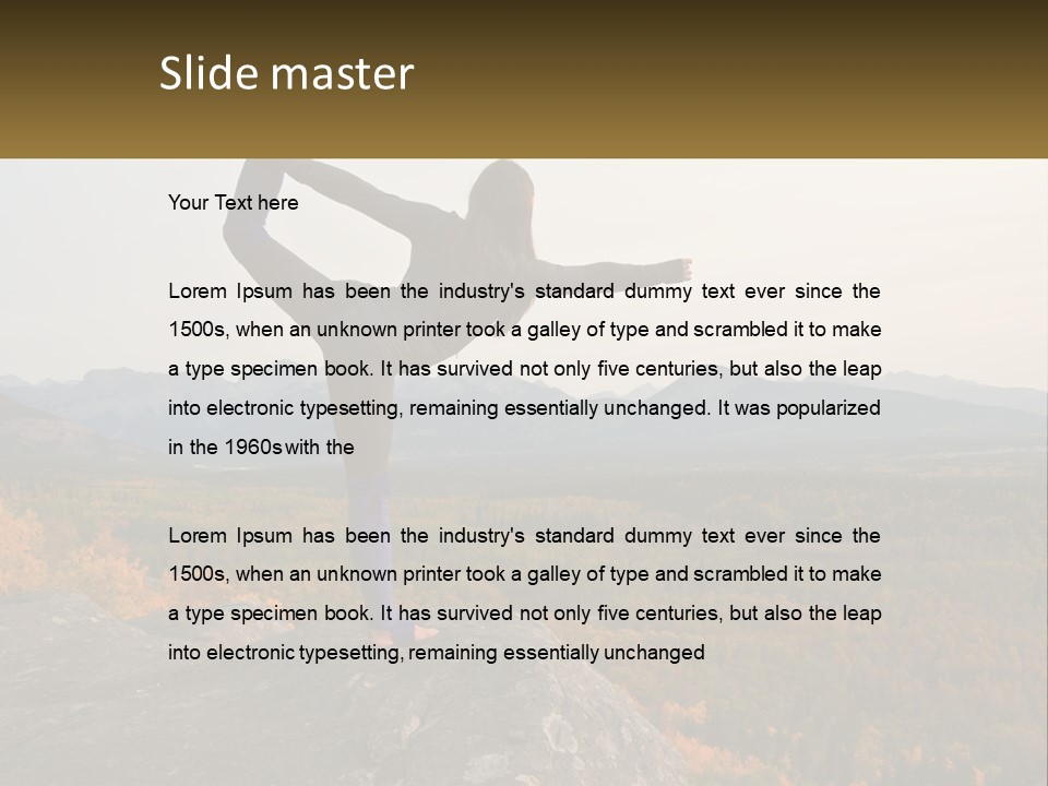 A Woman Doing A Yoga Pose On Top Of A Mountain PowerPoint Template