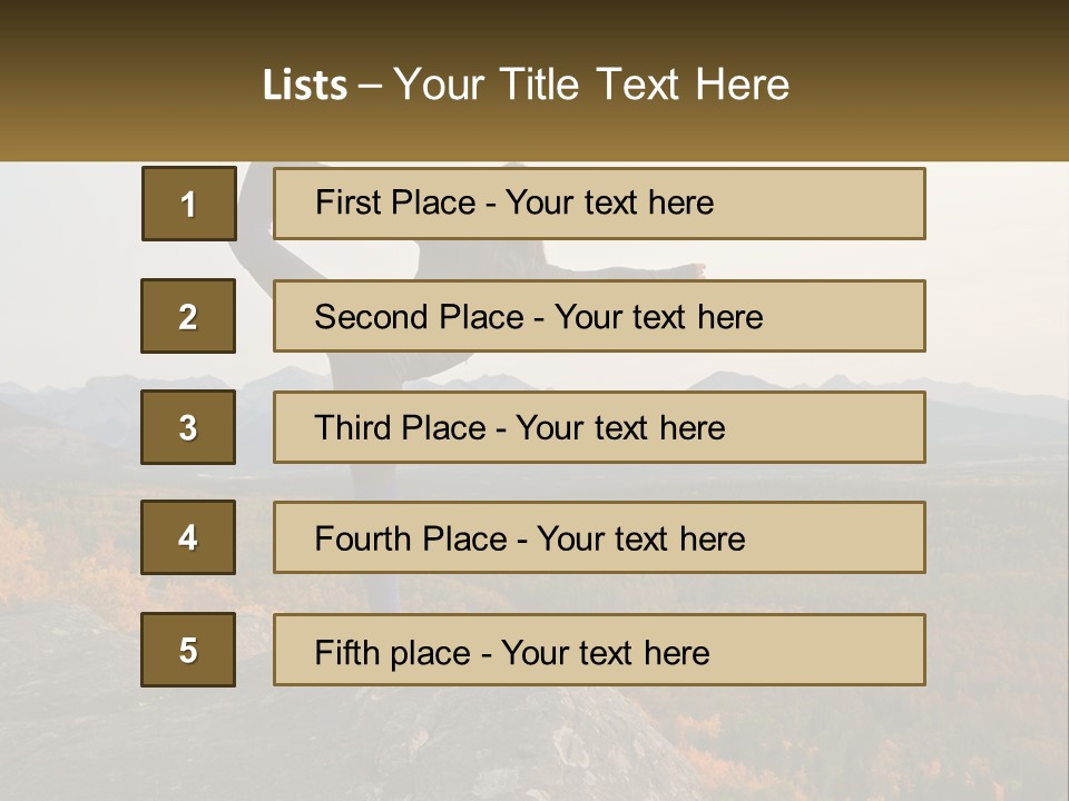 A Woman Doing A Yoga Pose On Top Of A Mountain PowerPoint Template