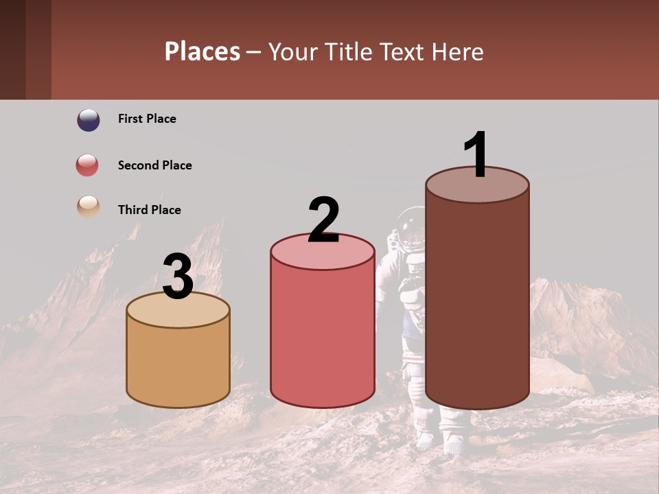 A Man In An Astronaut Suit Walking On A Rocky Surface With Mountains In The Background PowerPoint Template