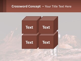 A Man In An Astronaut Suit Walking On A Rocky Surface With Mountains In The Background PowerPoint Template