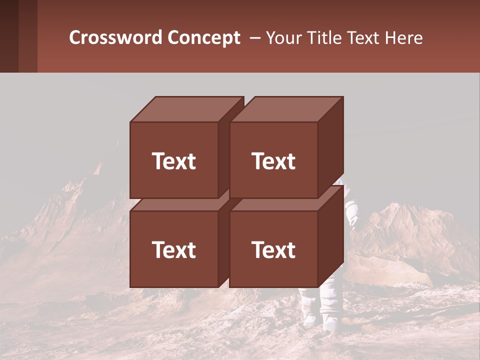 A Man In An Astronaut Suit Walking On A Rocky Surface With Mountains In The Background PowerPoint Template